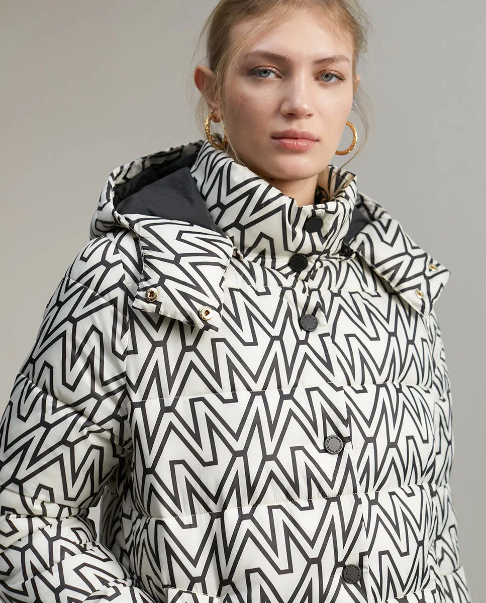 Mid-length quilted anorak with monogram