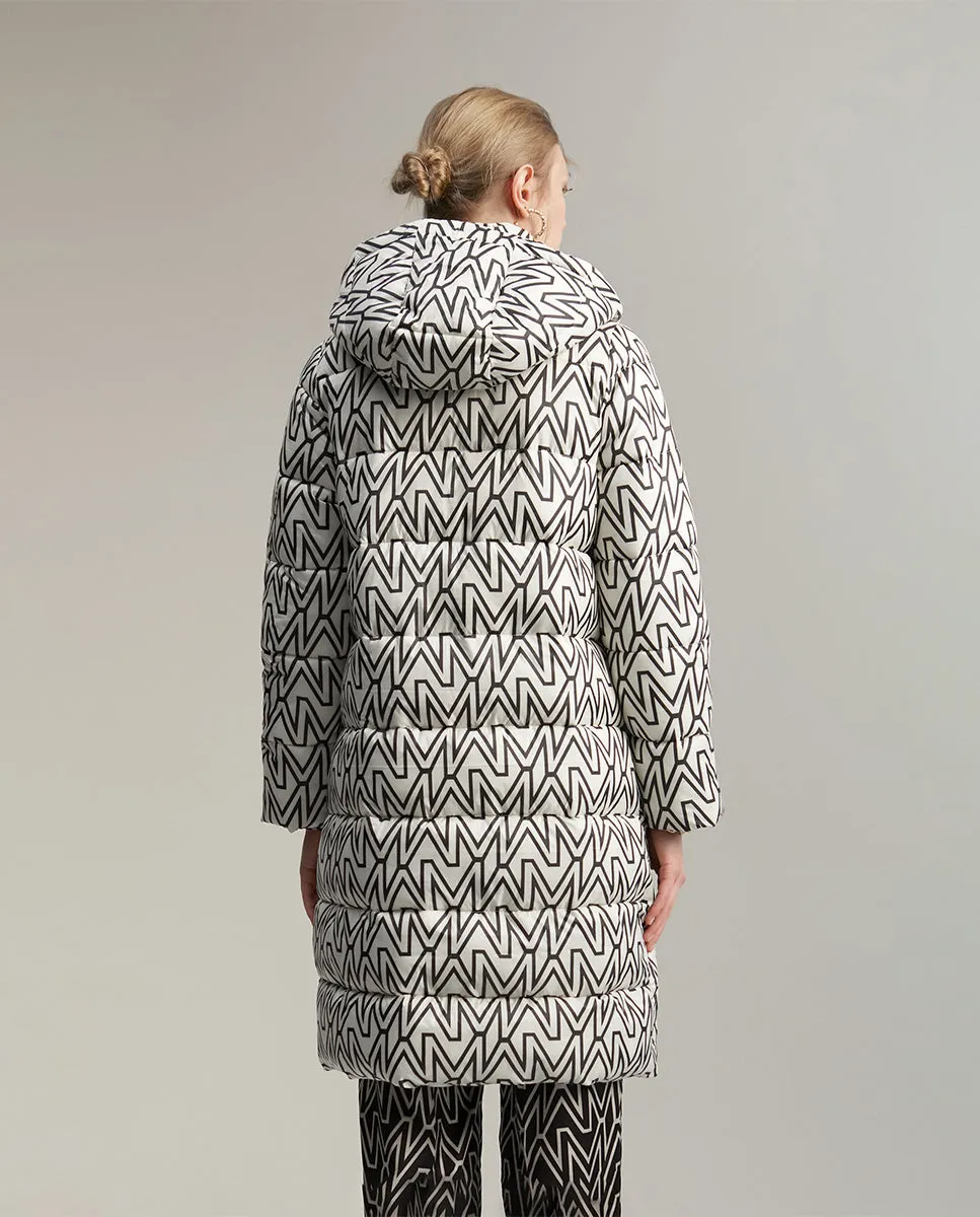 Mid-length quilted anorak with monogram