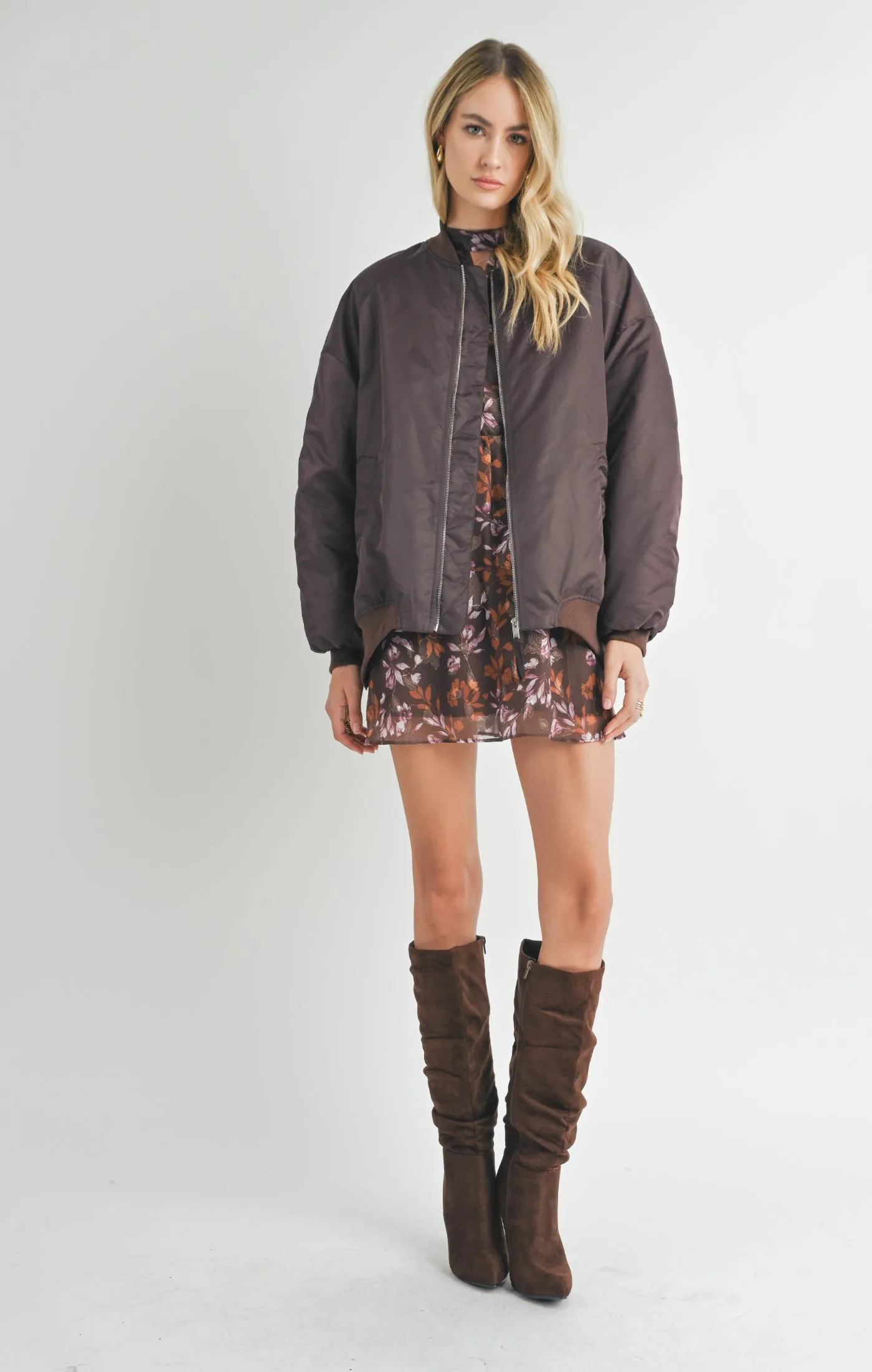 Mila Shirred Oversized Bomber