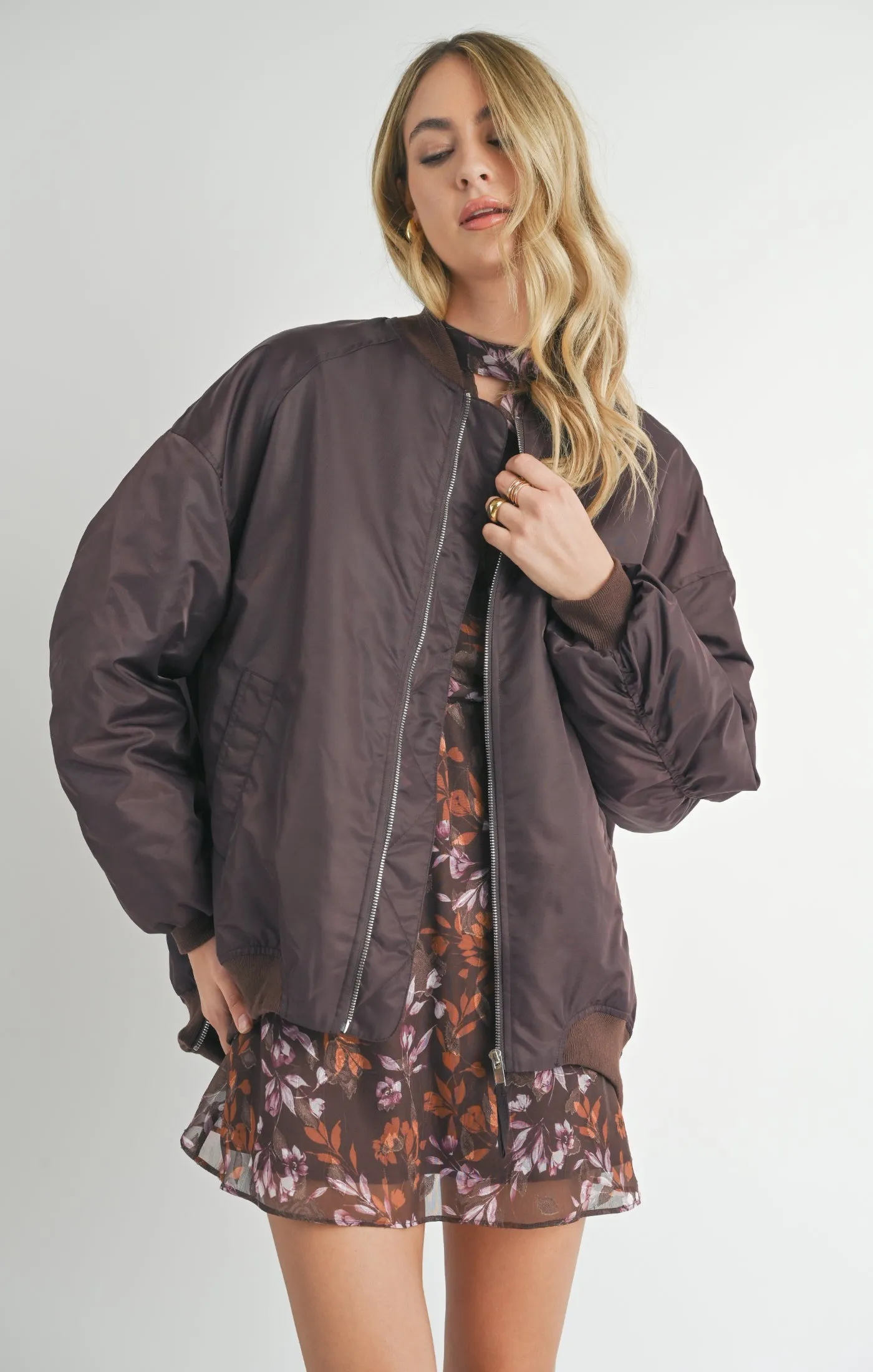 Mila Shirred Oversized Bomber