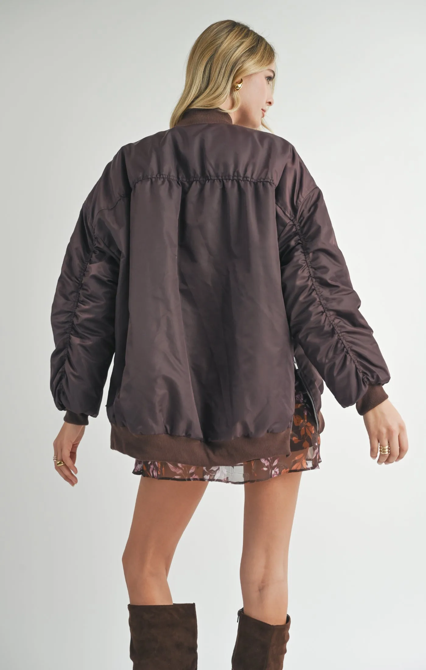 Mila Shirred Oversized Bomber