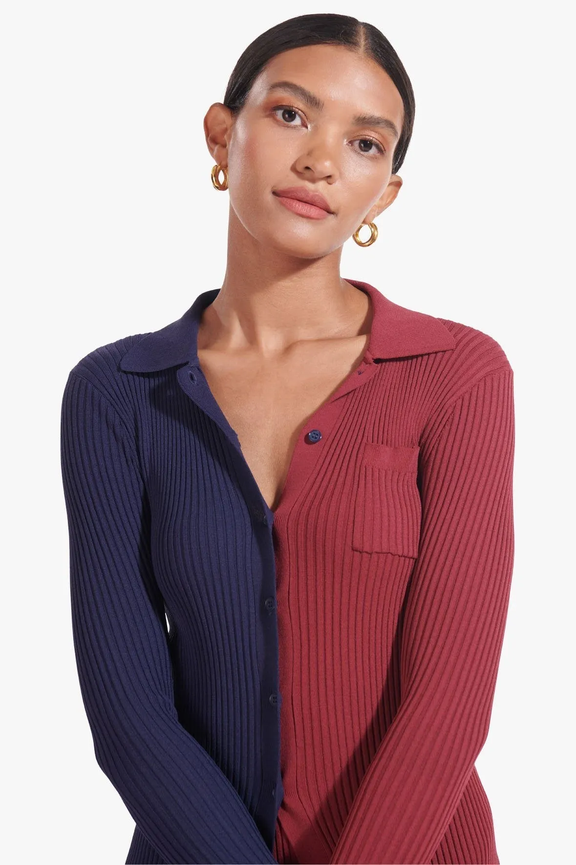 MILTON TOP | NAVY BORDEAUX