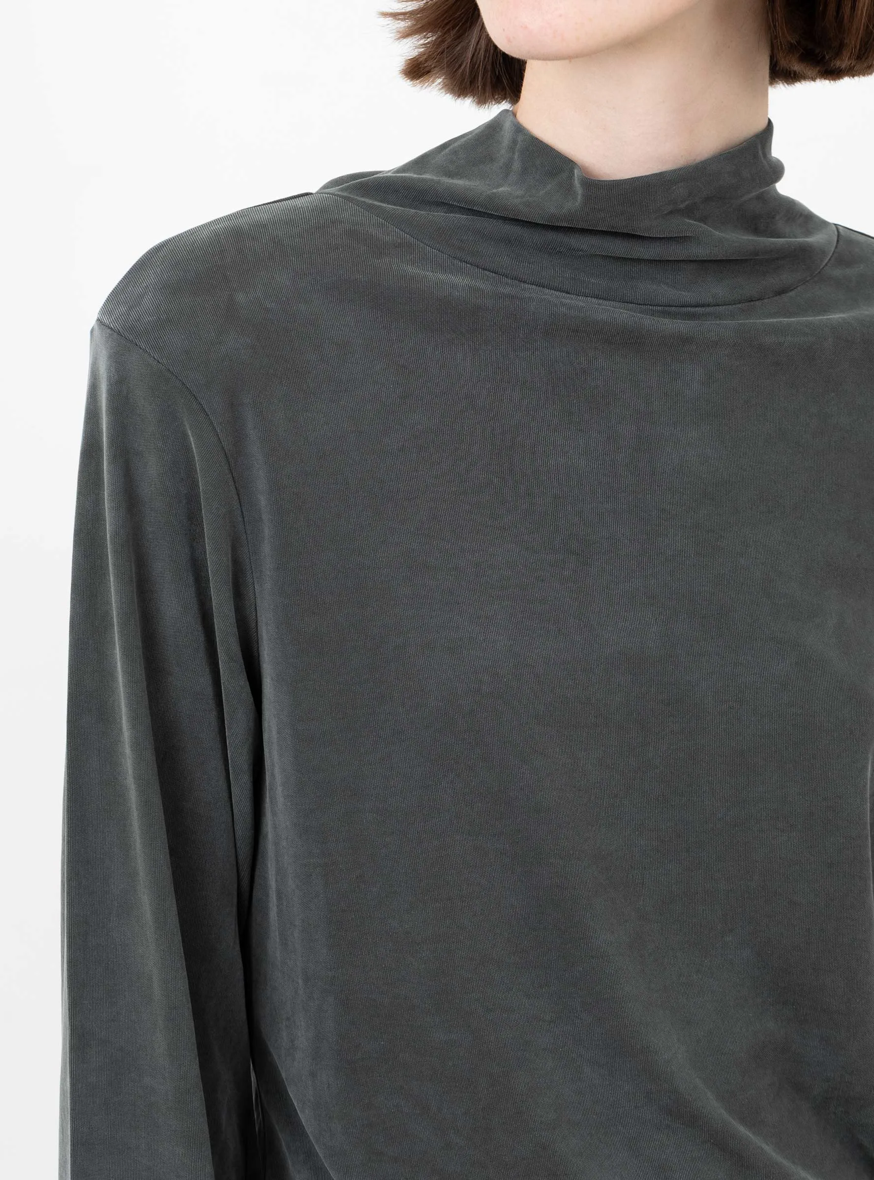 Mock Neck Top Metal Grey