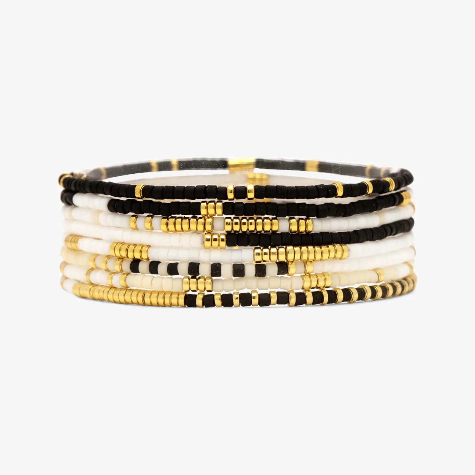 Monochrome Stretch Bracelet Set of 8