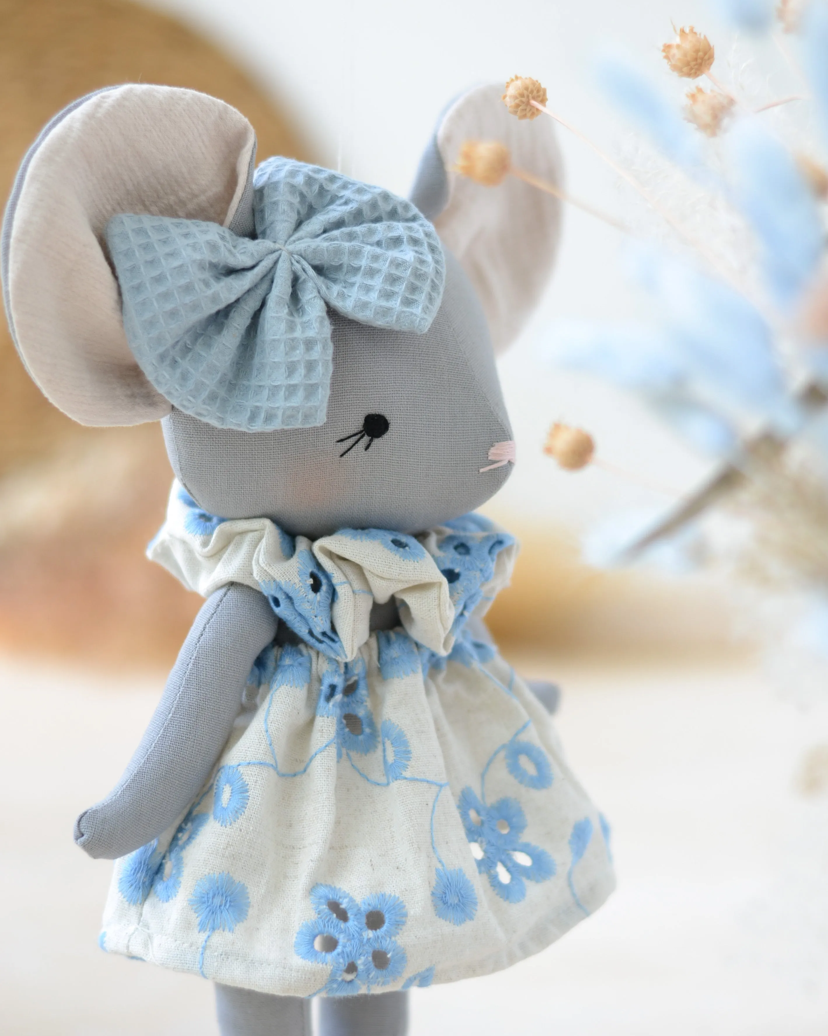 Mouse Plush Laure Floral Blue