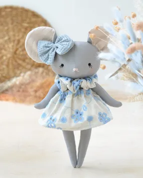 Mouse Plush Laure Floral Blue