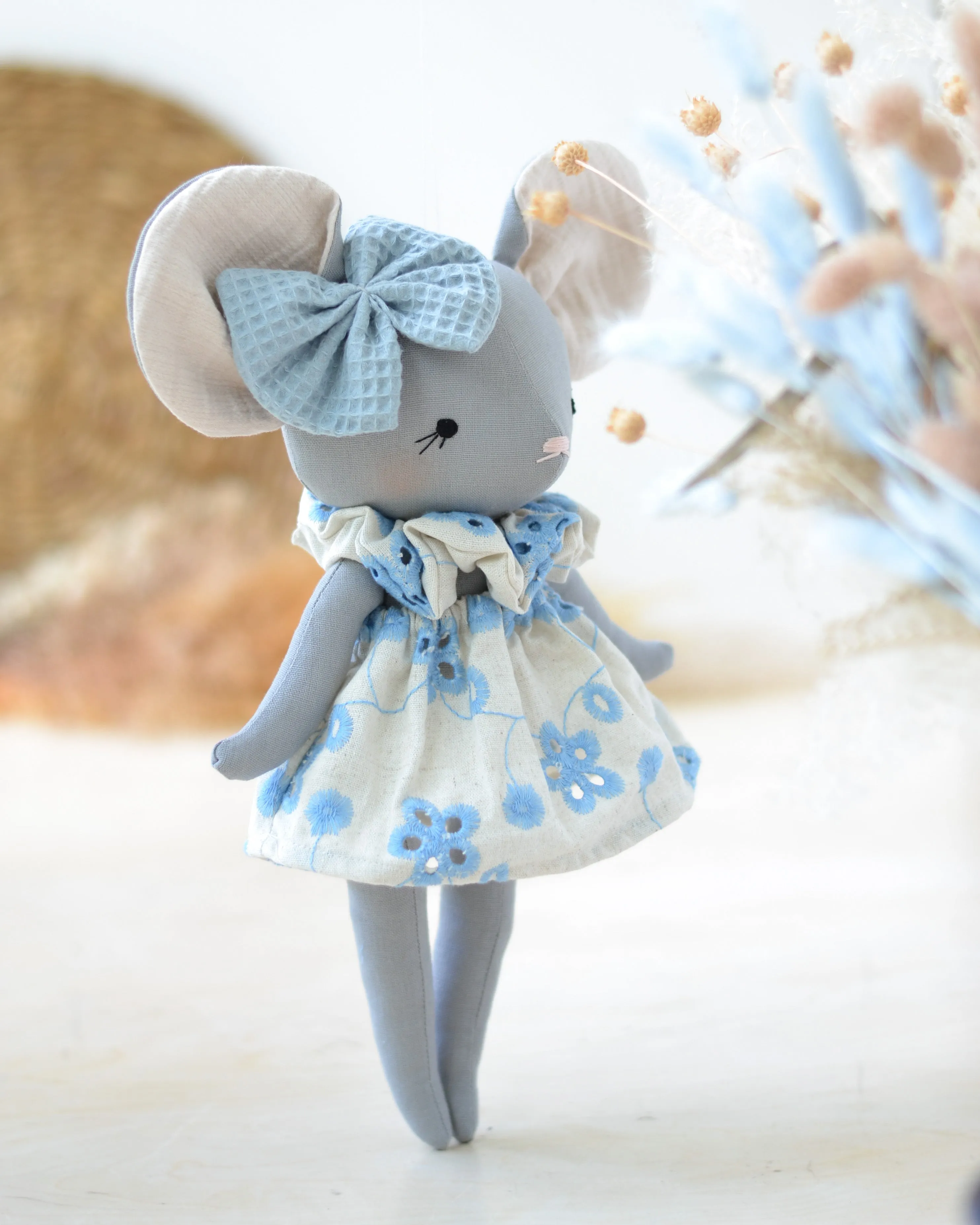 Mouse Plush Laure Floral Blue