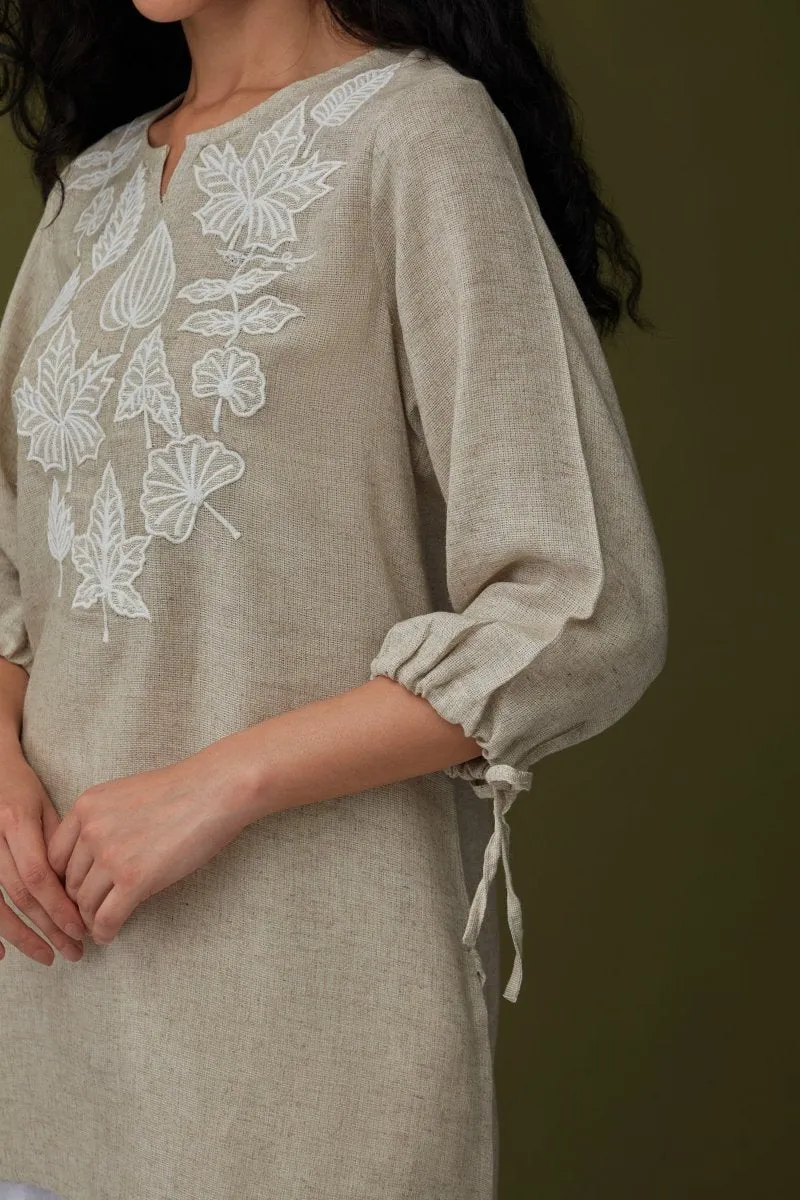 Natural Applique Linen Tunic