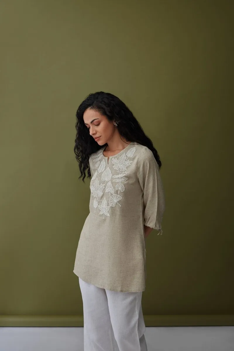 Natural Applique Linen Tunic