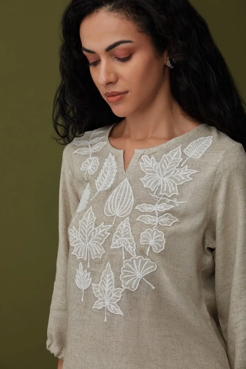 Natural Applique Linen Tunic