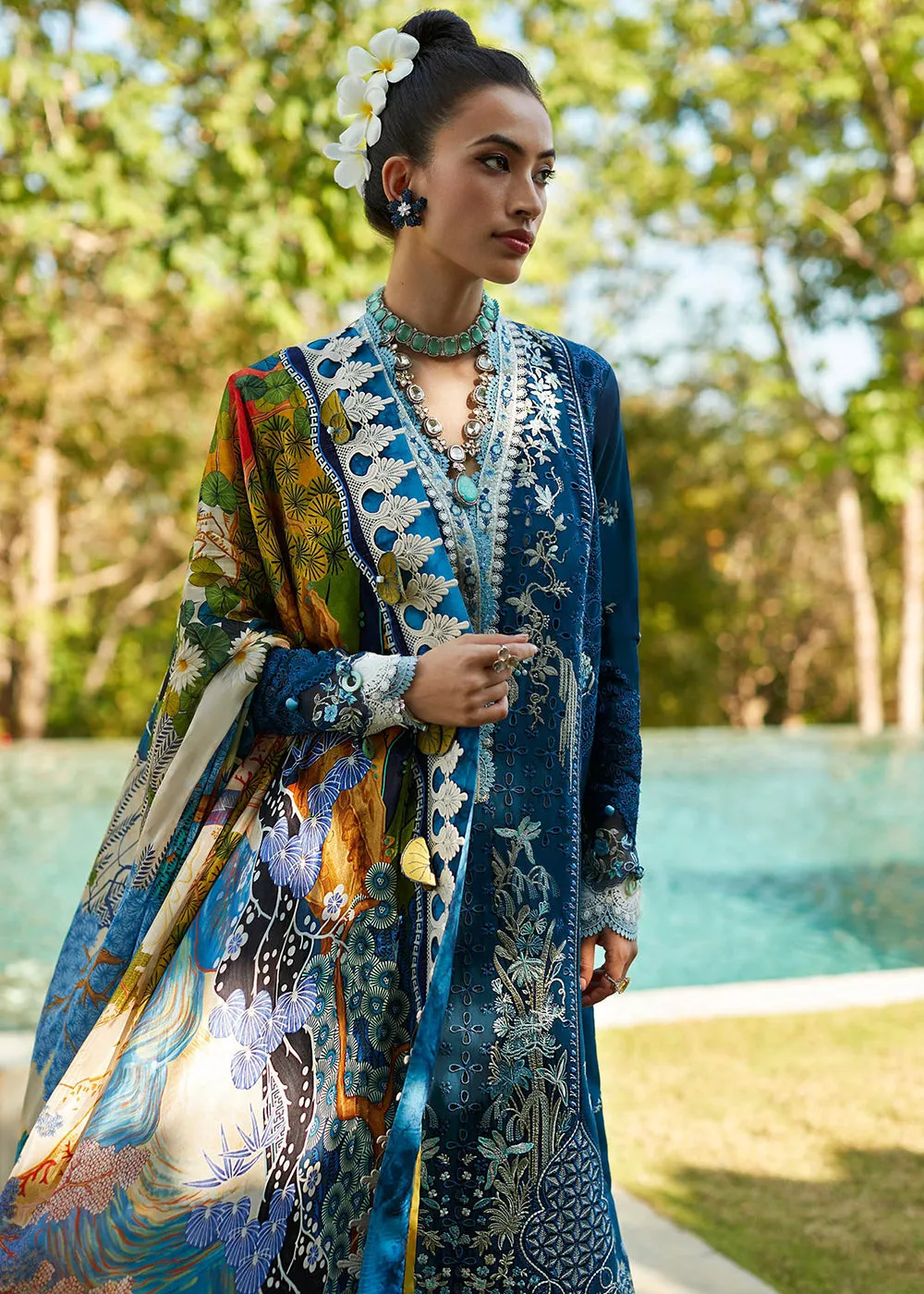 Navy Blue Lawn Suit - Elan - Luxury Lawn '23 - IVANA-EL23-06B