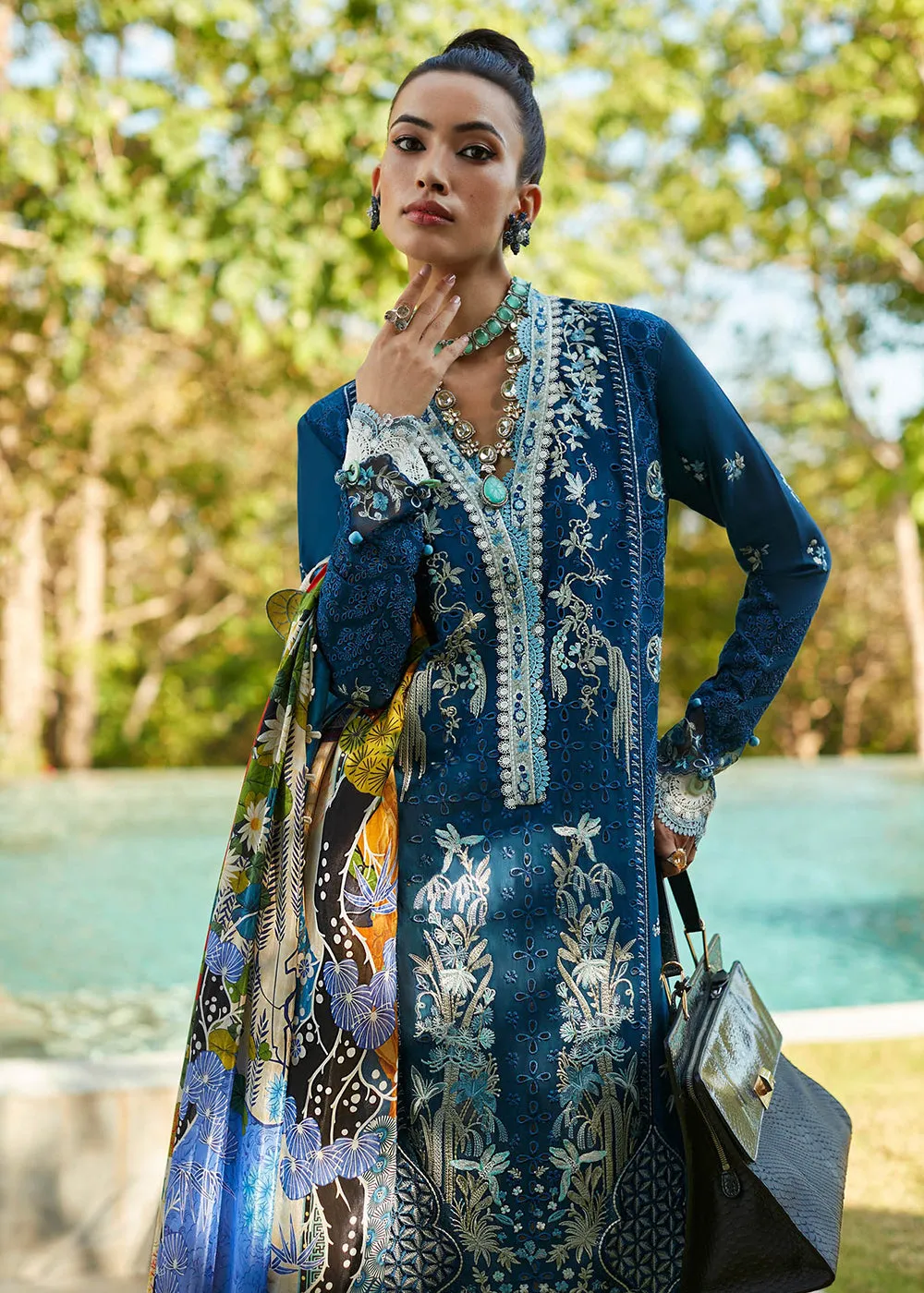 Navy Blue Lawn Suit - Elan - Luxury Lawn '23 - IVANA-EL23-06B