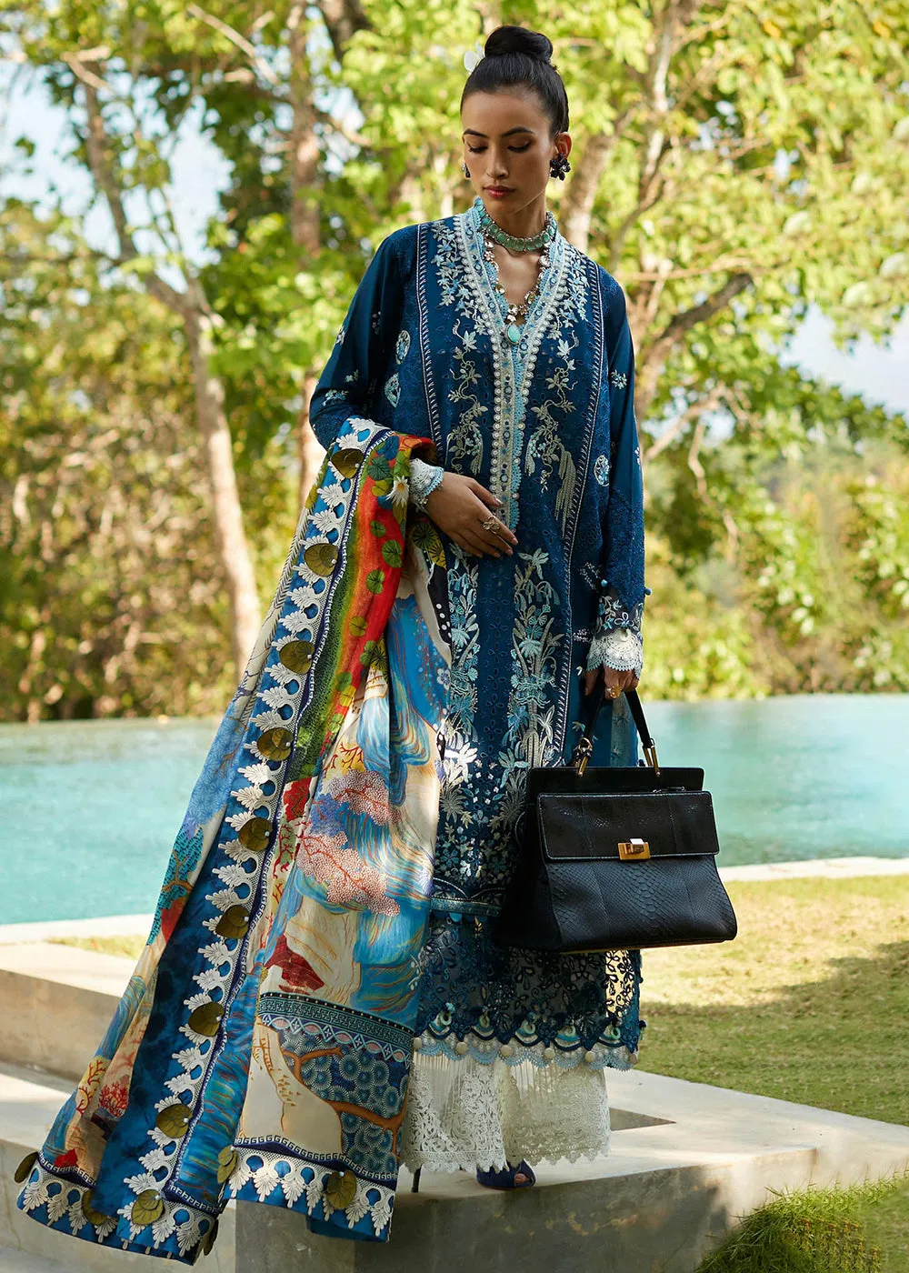 Navy Blue Lawn Suit - Elan - Luxury Lawn '23 - IVANA-EL23-06B