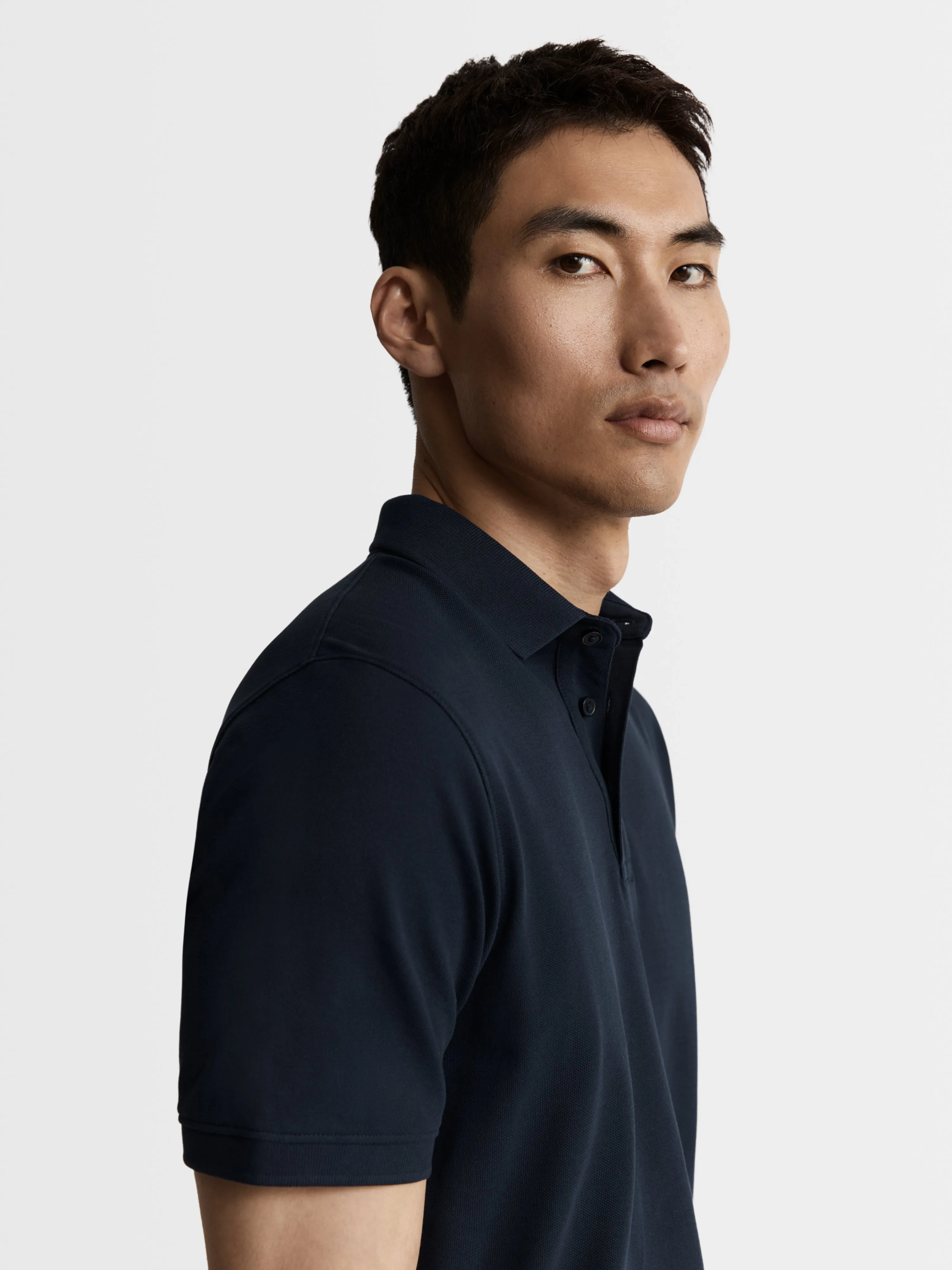 Navy Blue Pique Egyptian Cotton Polo