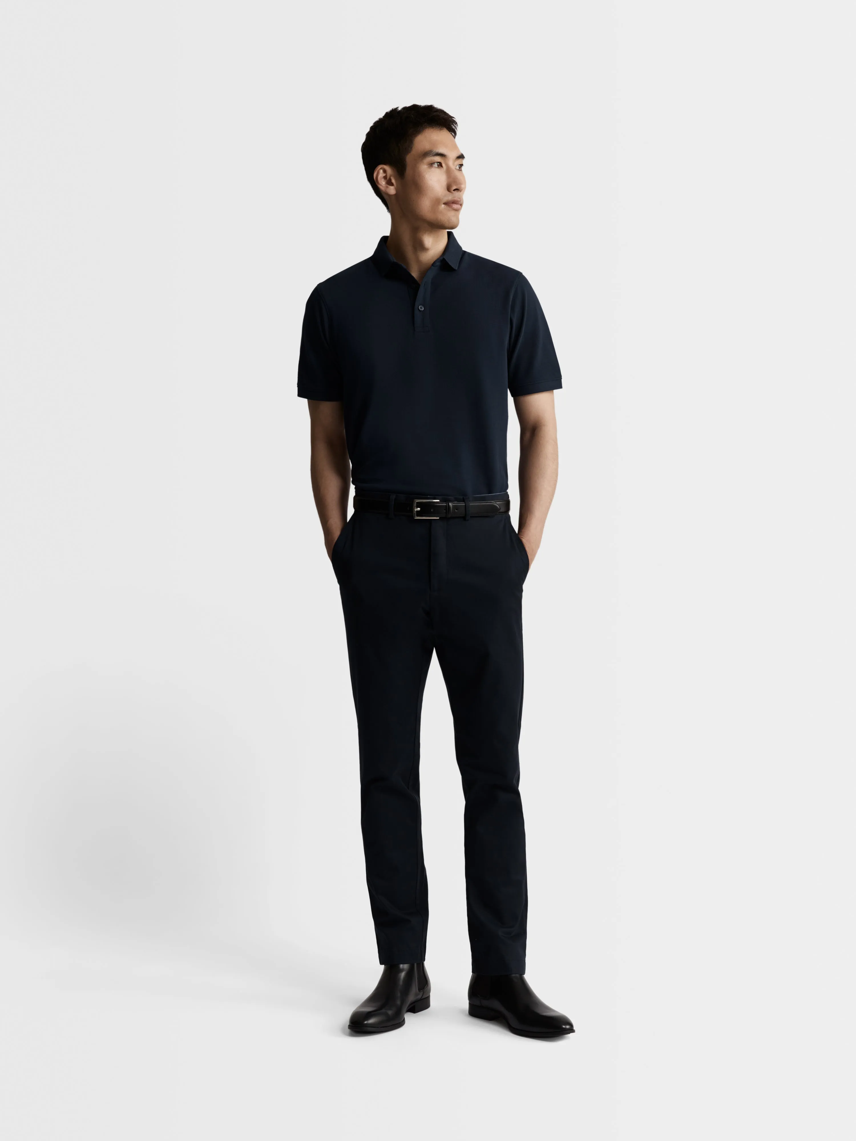 Navy Blue Pique Egyptian Cotton Polo