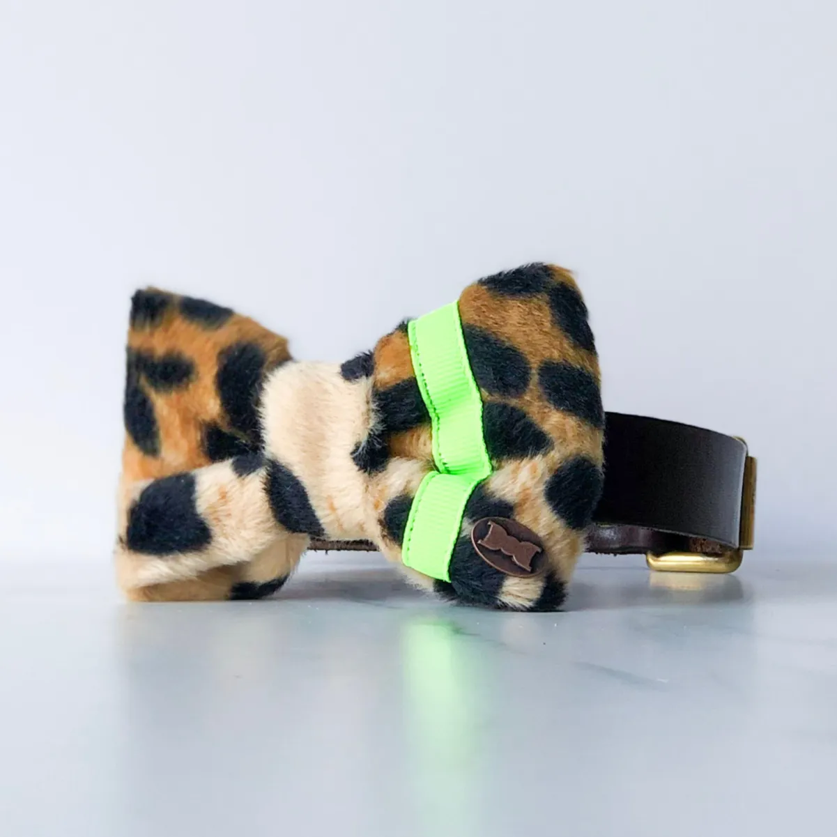 Neon Leopard Dog Bow Tie | Yellow