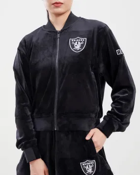 NFL LAS VEGAS RAIDERS CLASSIC WOMEN'S VELOUR FZ TRACK JACKET (BLACK)