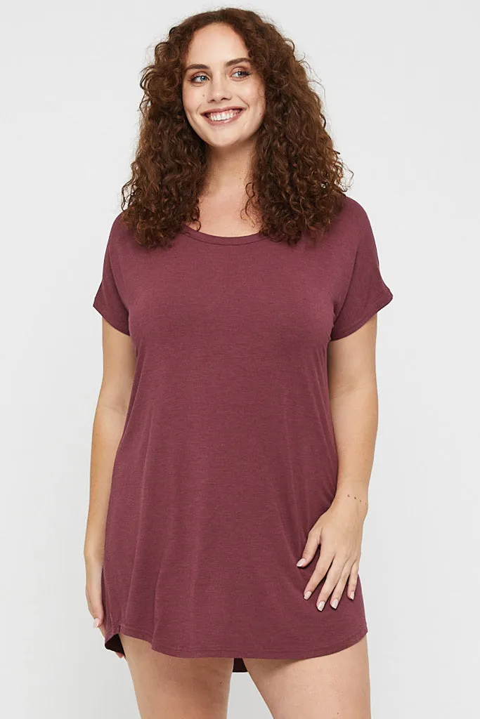 Niah Night Dress - Burgundy