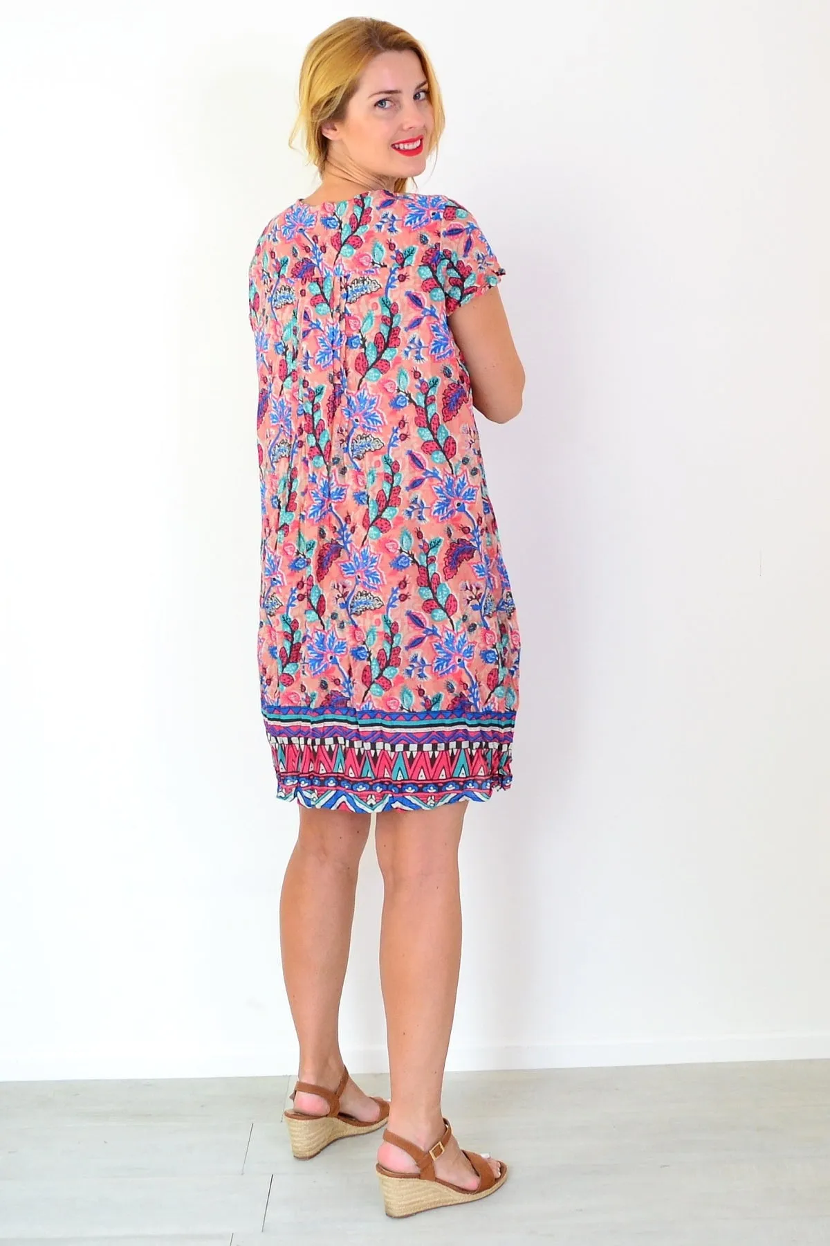 Nicola Salmon Dress Cap Sleeve Tunic