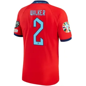 Nike England Kyle Walker Away Jersey 22/23 w/ Euro Qualifier Patches (Challenge Red/Blue Void)