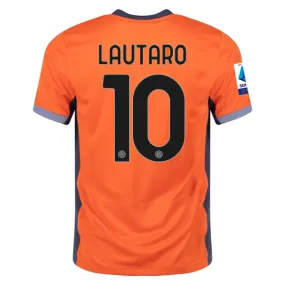 Nike Inter Milan Lautaro Martinez Third Jersey w/ Serie A   Copa Italia Patches 23/24 (Safety Orange/Thunder Blue)