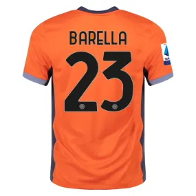 Nike Inter Milan Nicolo Barella Third Jersey w/ Serie A   Copa Italia Patches 23/24 (Safety Orange/Thunder Blue)