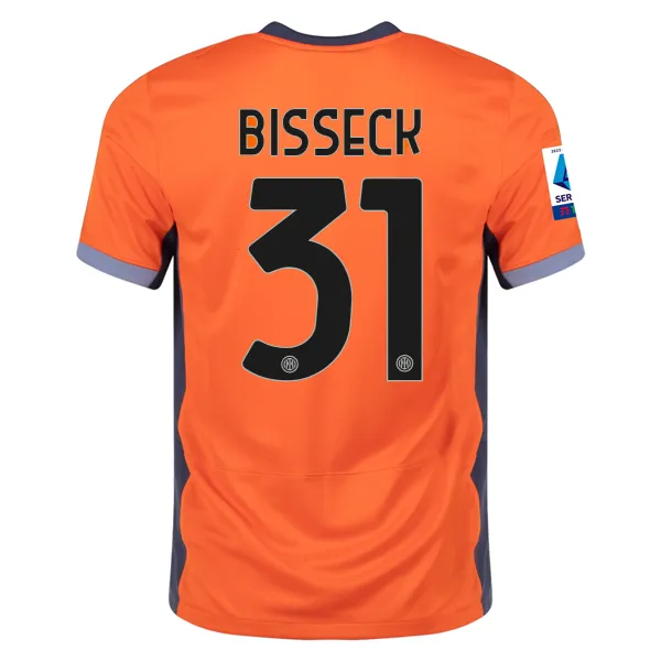 Nike Inter Milan Yann Aurel Bisseck Third Jersey w/ Serie A   Copa Italia Patches 23/24 (Safety Orange/Thunder Blue)