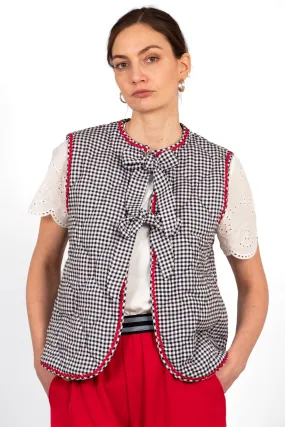 Noa Quilted Gilet - Black, Gingham