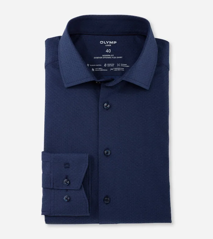 OLYMP - Luxor 24/Seven, Modern fit, Global Kent, Marine Shirt