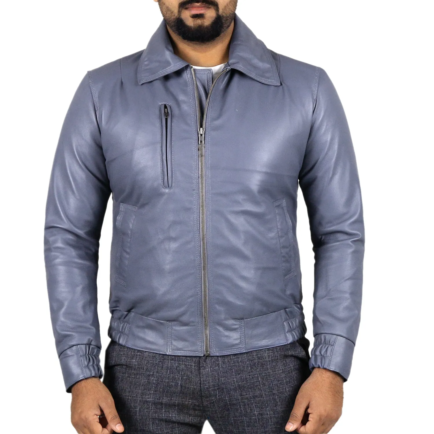 Orbitara Tan Bomber Leather Jacket