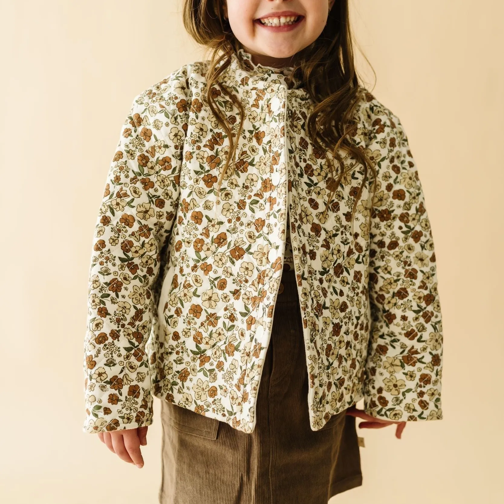 Organic Quilted Button Jacket - Daffodil