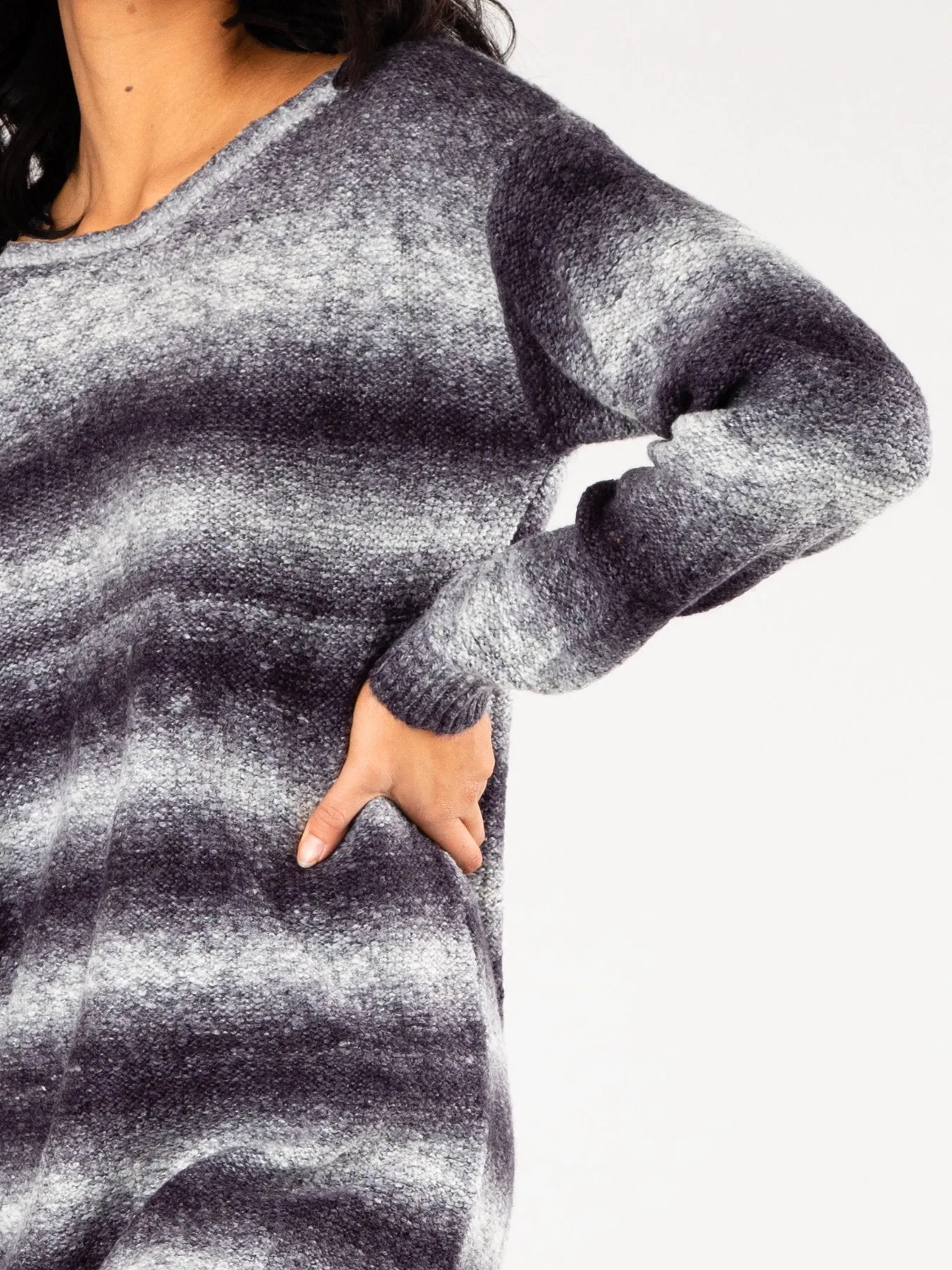 Outerspace Dyed Tunic Knit - Stone Grey