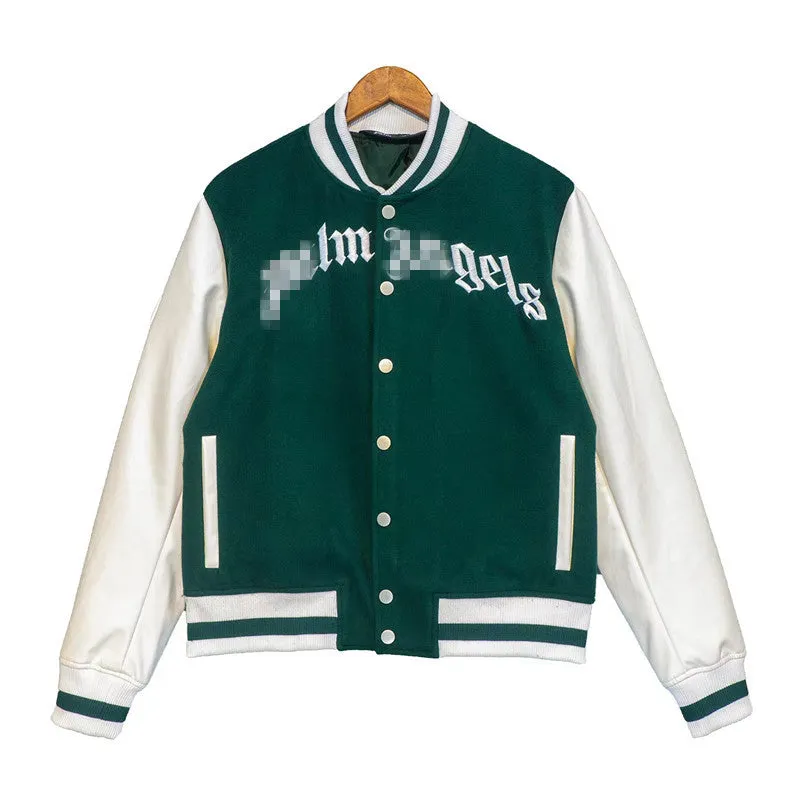 Palm Angels Jacket Embroidered Quilted Baseball Uniform Loose Jacket Coat