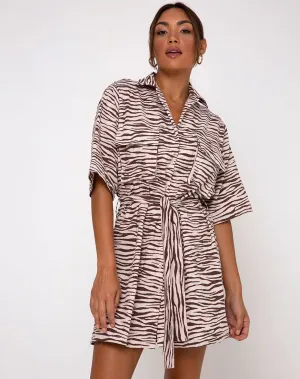 Pamela Shirt Dress in Easy Tiger Cocoa