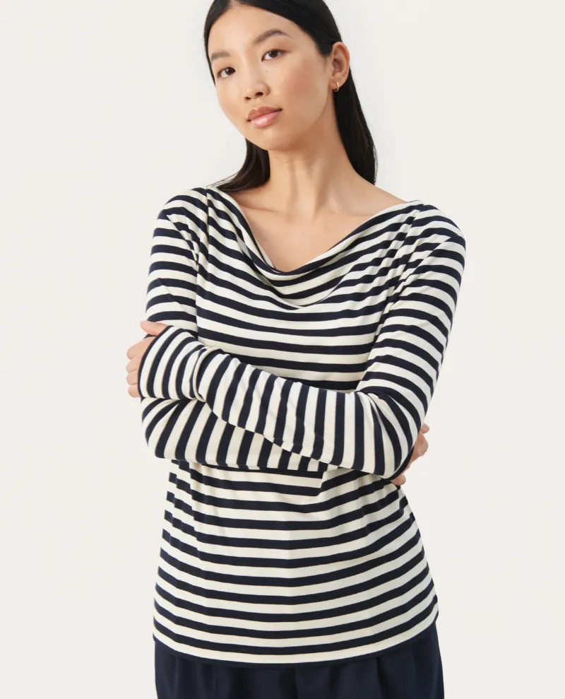 Part Two Falisha Navy Stripe T-Shirt