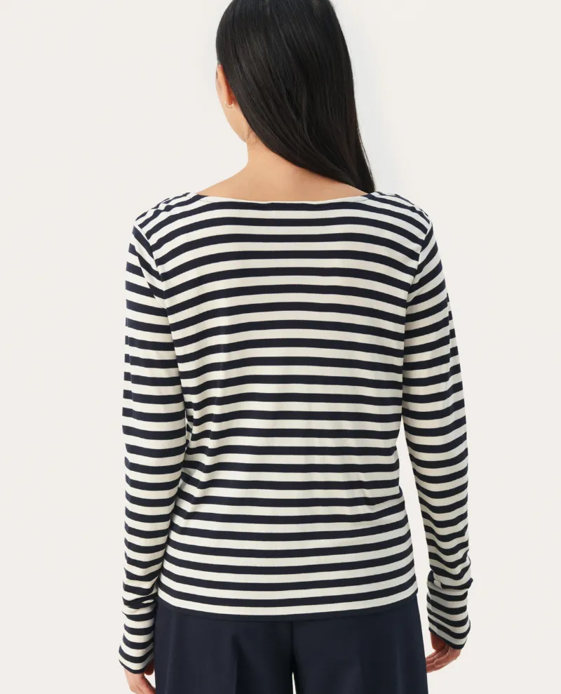 Part Two Falisha Navy Stripe T-Shirt