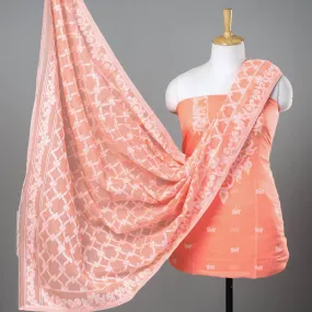 Peach - 2pc Bengal Jamdani Silk Cotton Suit Material Set 08