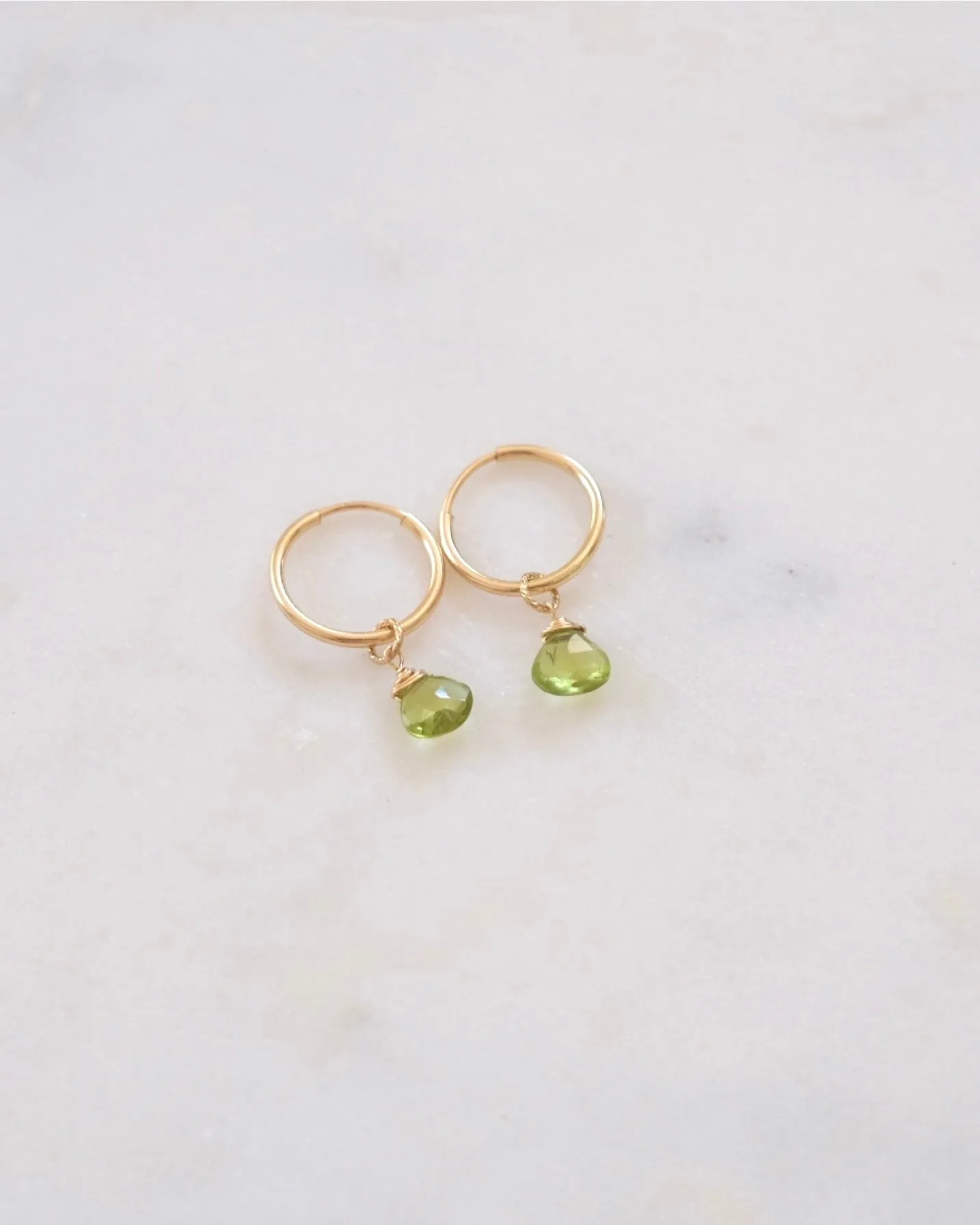 Peridot Mini Infinity Hoops