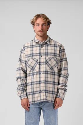 Plaid Shacket - Cream/Blue Plaid