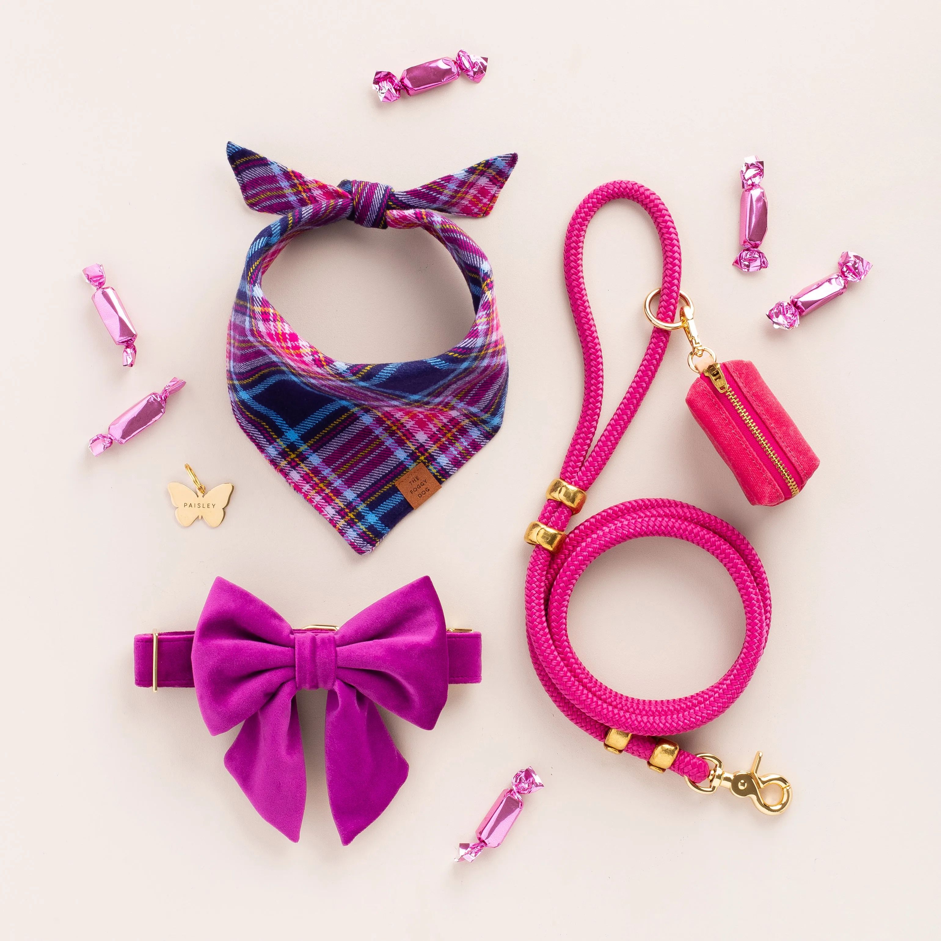 Plum Velvet Lady Bow Collar