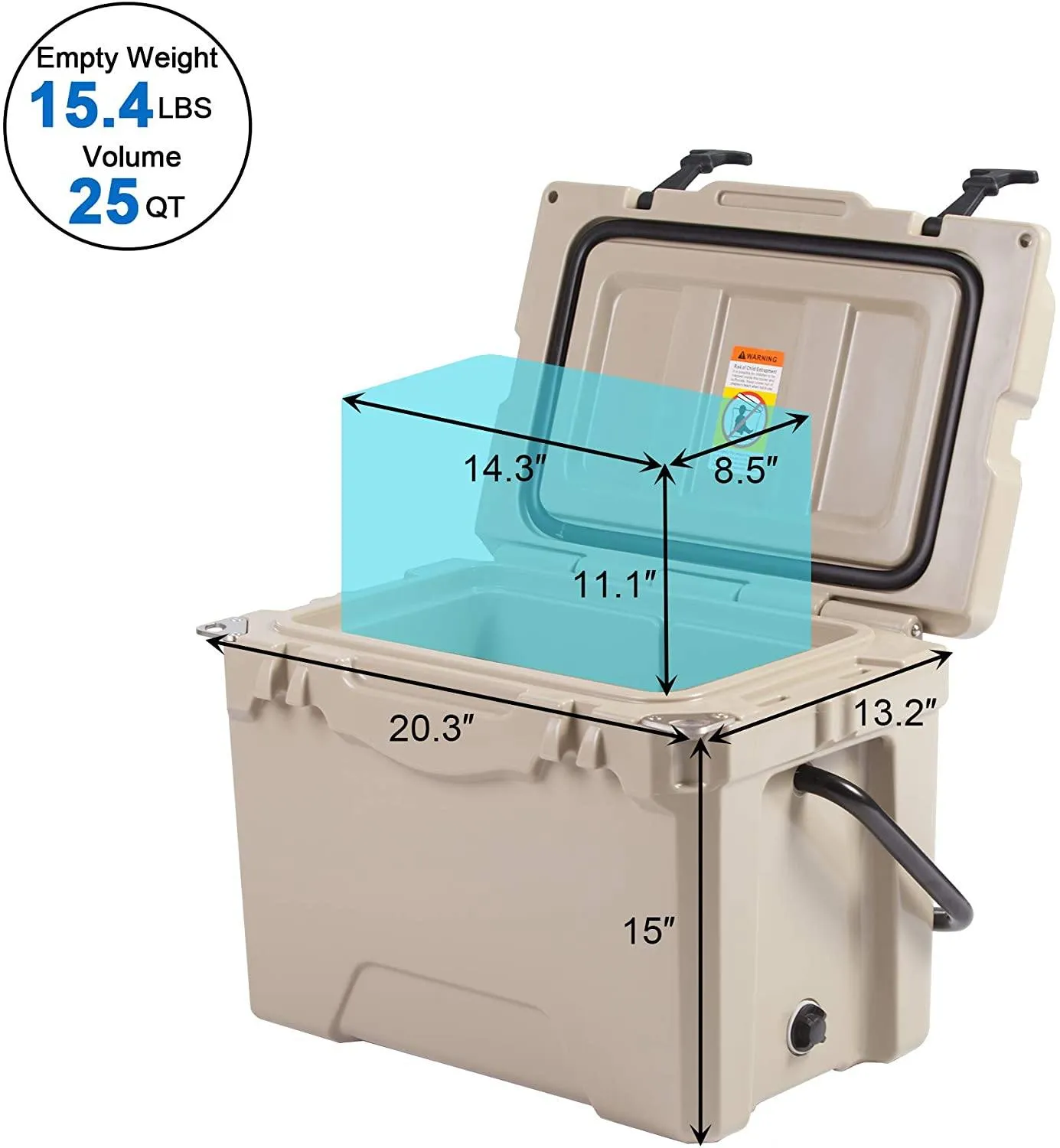 Portable Coolers, Keep Ice Up to 5 Days, Rotomolded Insulation Ice Chest for Camping, Fishing, Hunting, BBQs & Outdoor Activities, 25QT