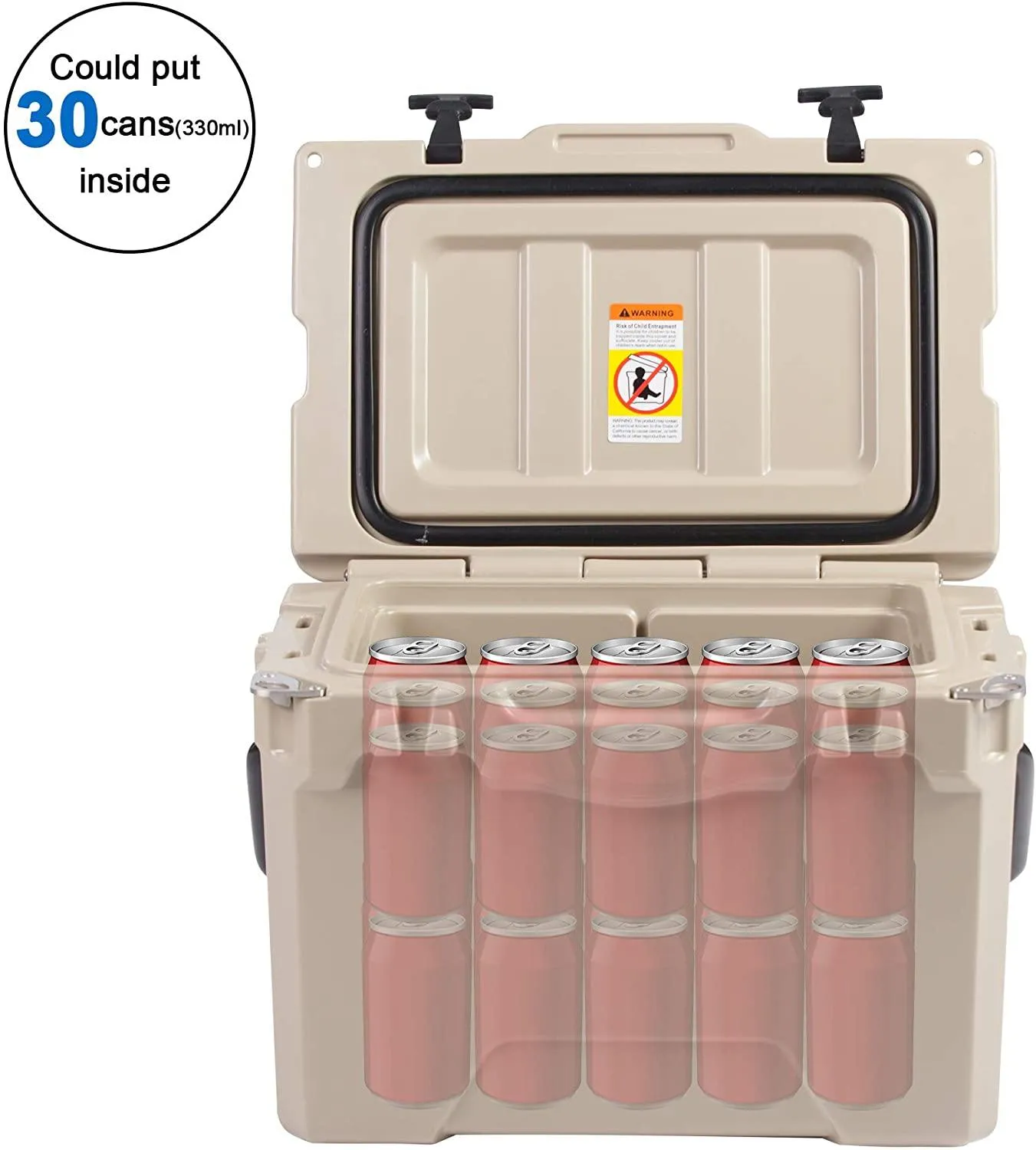 Portable Coolers, Keep Ice Up to 5 Days, Rotomolded Insulation Ice Chest for Camping, Fishing, Hunting, BBQs & Outdoor Activities, 25QT