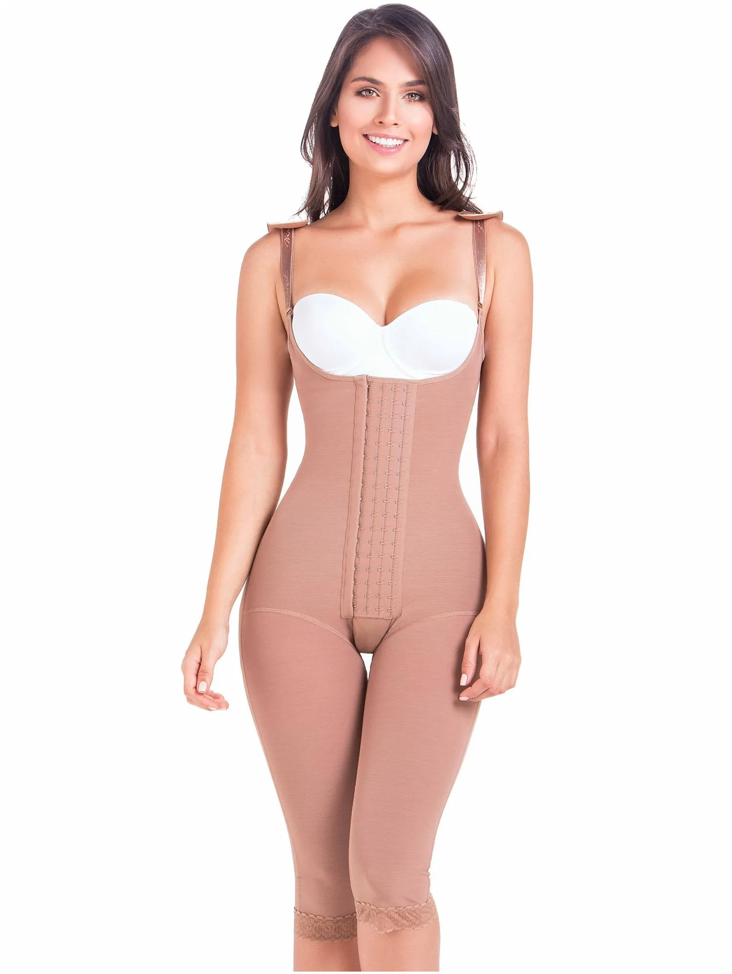 Post Surgery Knee Length Tummy Control Bodysuit Fajas MaríaE 9152