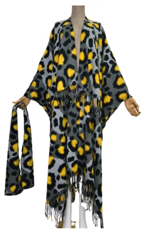 Pre Order:  Cozy Retro Leopard Print Cardigan with Matching Scarf - WINI