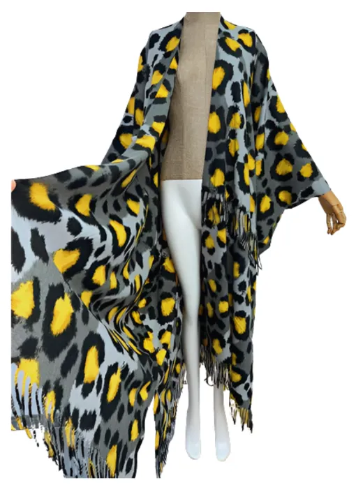 Pre Order:  Cozy Retro Leopard Print Cardigan with Matching Scarf - WINI