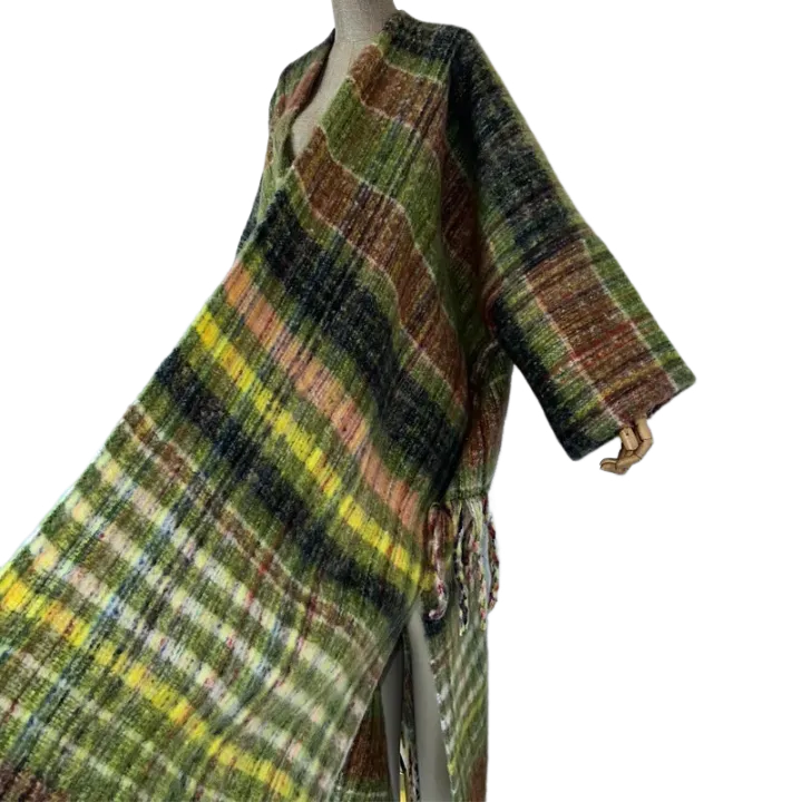 Pre Order:  Plaid Fringe Maxi Cardigan - WINI