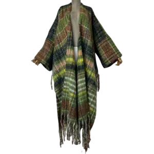 Pre Order:  Plaid Fringe Maxi Cardigan - WINI