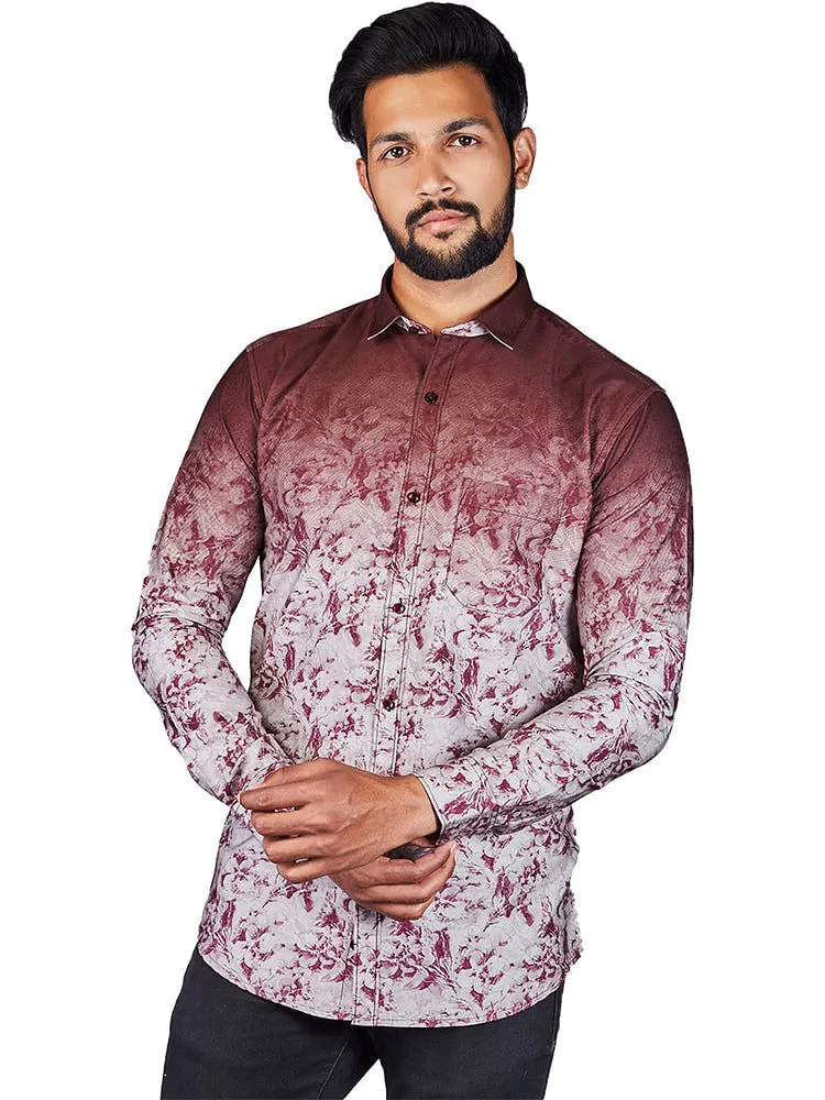 Printed Shirts for Men - Men Printed Spread Collar Cotton Shirt