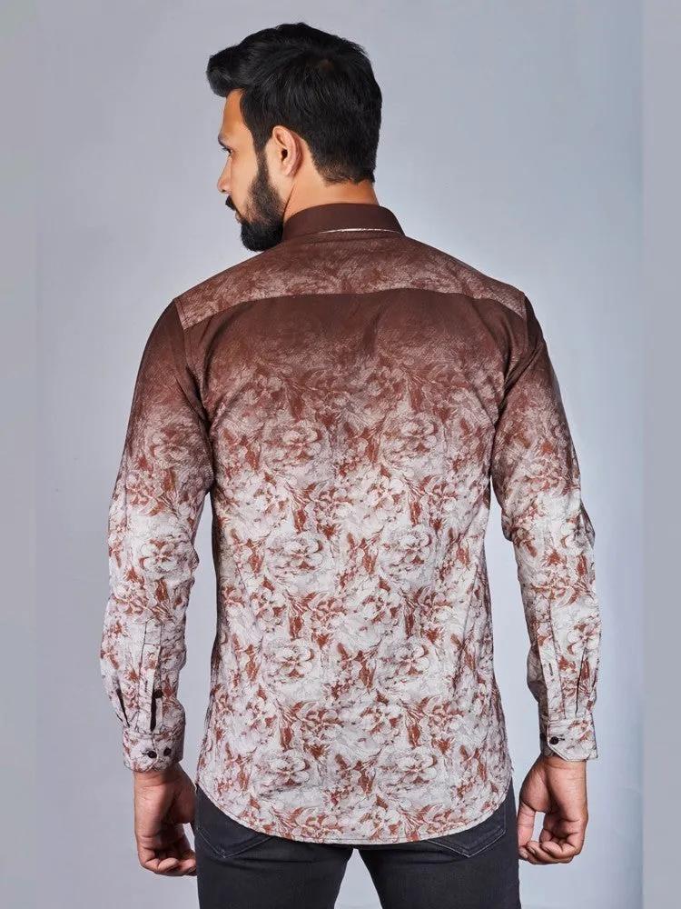 Printed Shirts for Men - Men Printed Spread Collar Cotton Shirt