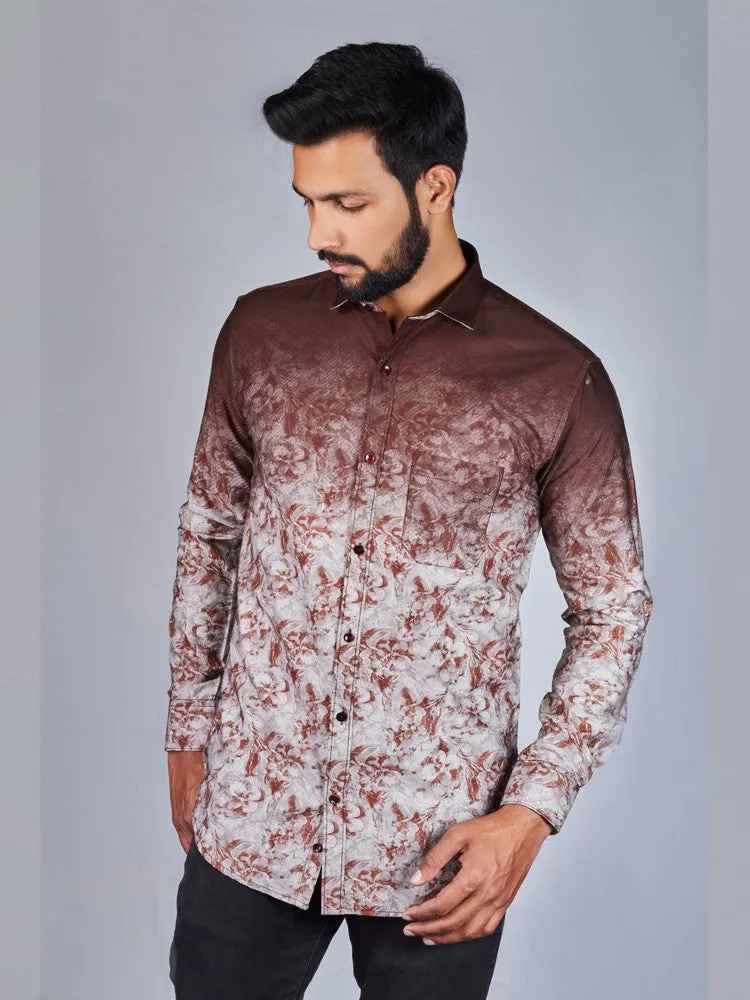 Printed Shirts for Men - Men Printed Spread Collar Cotton Shirt